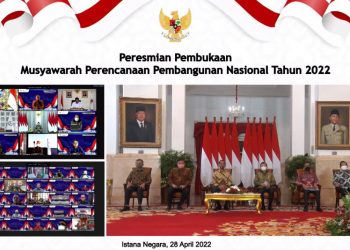 Presiden Jokowi pada Peresmian Musrenbangnas Tahun 2022, Kamis (28/04/2022), di Istana Negara, Jakarta. (Sumber: Tangkapan Layar)