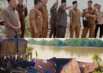 Bupati Tanjabbar Tinjau Langsung Yang Terdampak Longsor Di Kelurahan Senyerang