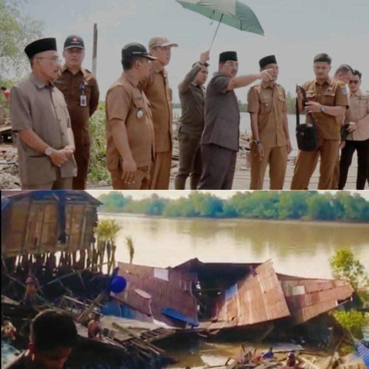 Bupati Tanjabbar Tinjau Langsung Yang Terdampak Longsor Di Kelurahan Senyerang