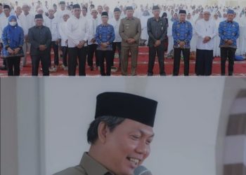 Wakil Bupati Hairan. Buka Secara Resmi Bimbingan Manasik Haji Di Mesjid Syaikh Utsman Tingkat Kabupaten Tanjab Barat Tahun 1444 H
