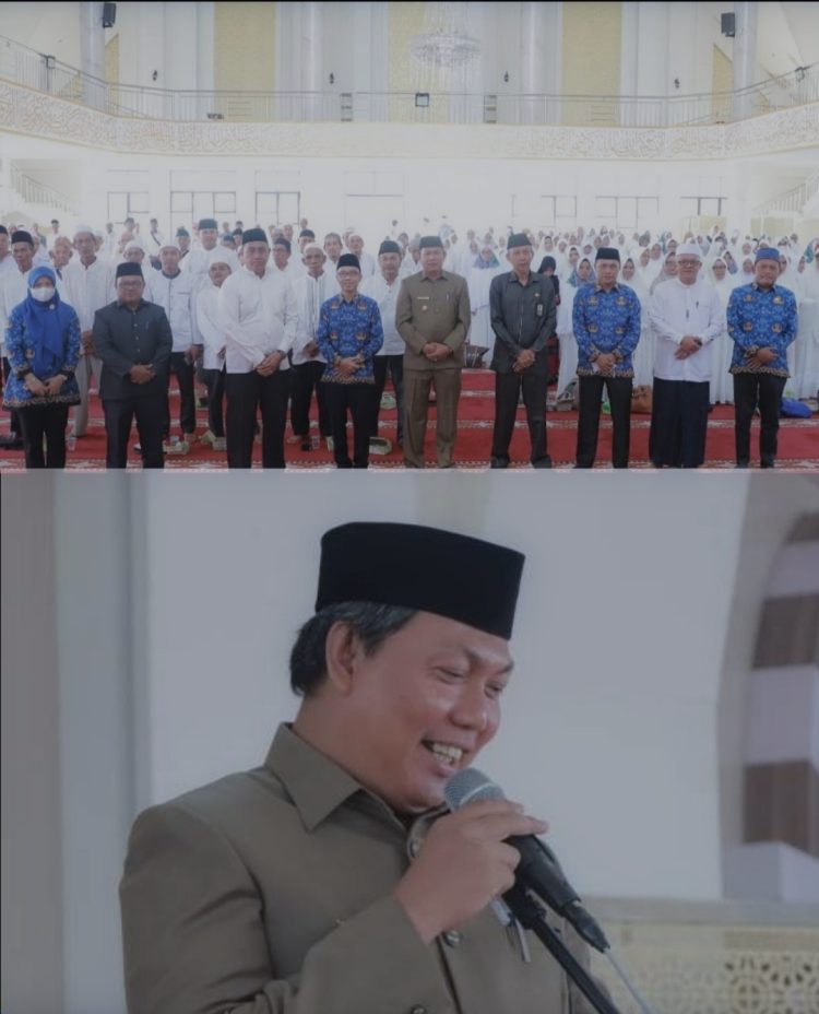 Wakil Bupati Hairan. Buka Secara Resmi  Bimbingan Manasik Haji Di Mesjid Syaikh Utsman Tingkat Kabupaten Tanjab Barat Tahun 1444 H