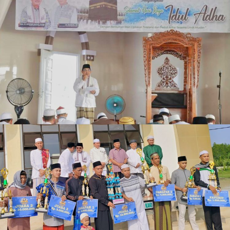 Bupati Dan Wakil Bupati Sholat Idul Adha di Masjid Syekh Utsman.Sekaligus Penyerahan Tropi Pemenang Pawai Takbiran Idul Adha 1444 H