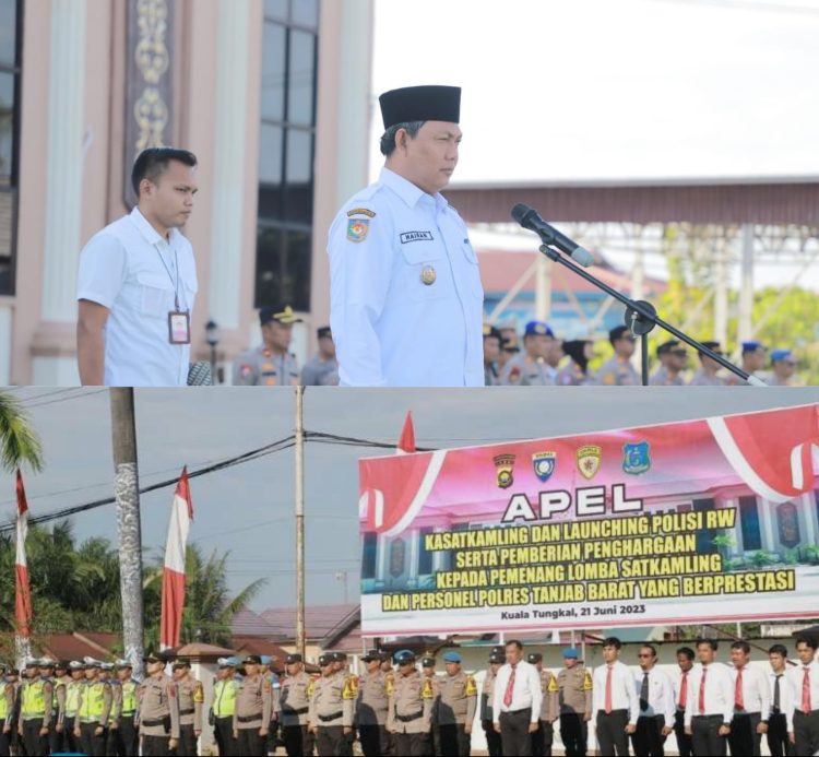 Wabub, H. Hairan Pimpin Apel Launching Polisi Rukun Warga di Halaman Kantor Kapolres Tanjung Jabung Barat