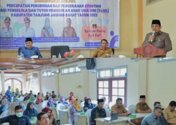Bupati Tanjab Barat Buka Bimtek Percepatan Penurunan Stunting Bagi Pengelola dan Tutor PAUD
