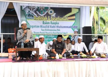Bupati Tanjabbar Hadiri Maulid Nabi di Ponpes Nurul Islam Sekaligus Peletakan Batu pertama Untuk Pembangunan Ponpes