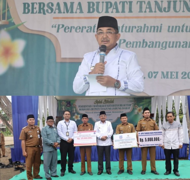 Hadiri Halal Bihalal di Kecamatan Bram Itam, Bupati sampaikan Kabar Gembira akan Menaikan Gaji Aparat Desa
