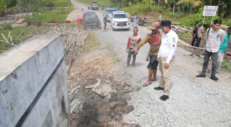Bupati Tanjab Barat Pastikan Pengerjaan Perbaikan Oprit Jembatan di 13 Titik Berjalan Lancar