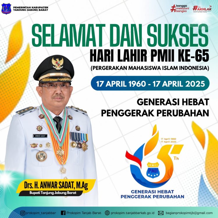 Pemerintah Kabupaten Tanjung Jabung Barat Mengucapkan Selamat dan Sukses Hari Lahir PMII Ke 65