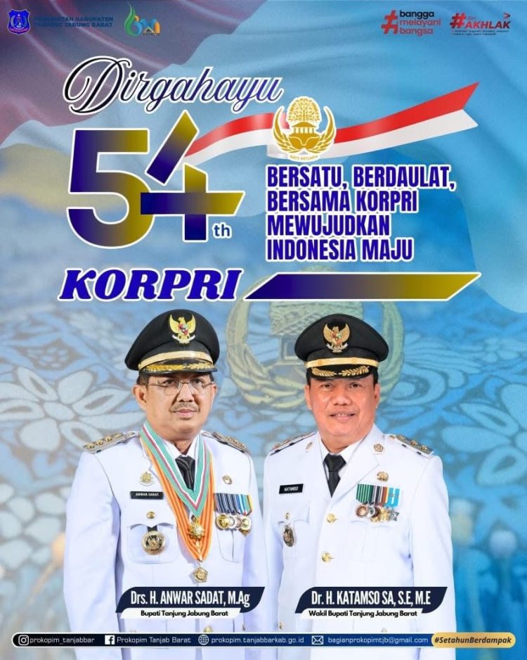 Dirgahayu 54 Tahun KORPRI, Pemkab Tanjab Barat: Bersatu dan Berdaulat Wujudkan Indonesia Maju