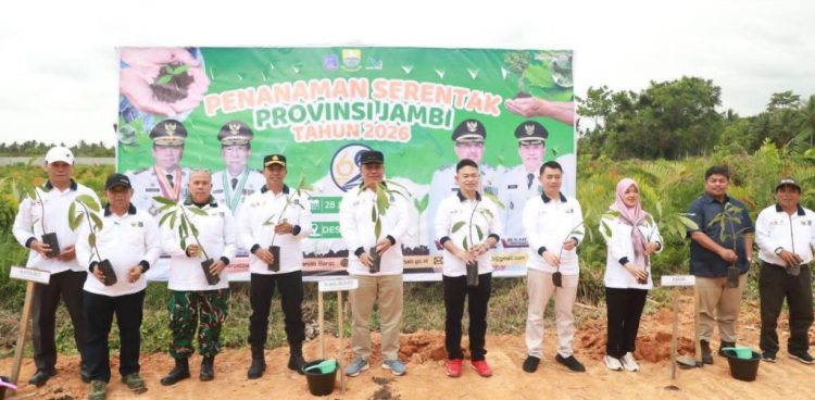 Pemkab Tanjab Barat Ikuti Gerakan Tanam Pohon Serentak Jambi, Wabup Katamso Tegaskan Komitmen Jaga Lingkungan