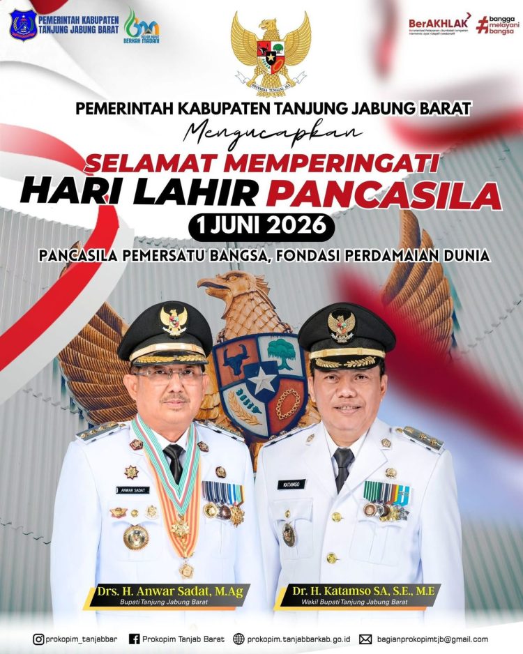 Pemkab Tanjab Barat Mengucapkan Selamat Memperingati Hari Lahir Pancasila 2026